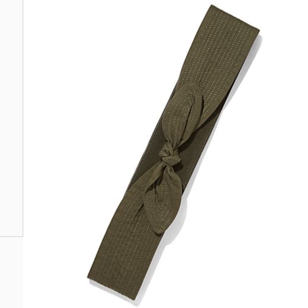 NEW Eva Mendes Collection - Faux-Suede Obi Belt  Green Bow tie elastic Small S